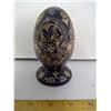 Image 2 : Lathe Turned Wooden Ukrainian Painted Egg - Height, 5"