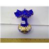 Image 1 : Czech Cobalt Blue Handblown Glass Vase Gilt and Painted