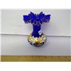 Image 2 : Czech Cobalt Blue Handblown Glass Vase Gilt and Painted