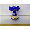 Image 3 : Czech Cobalt Blue Handblown Glass Vase Gilt and Painted