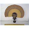 Image 1 : Museum Copy Zaire Hand fan - Wood Handle - Painted Halo