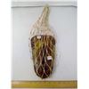 Image 1 : Amber Slab Glass Jesus Face in a Net to Window Hang it - Height 10"