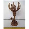 Image 1 : 1930 Central Europe Mechanical Flower Wood Carving 8 Petals Open - Height 13"