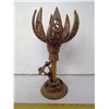 Image 2 : 1930 Central Europe Mechanical Flower Wood Carving 8 Petals Open - Height 13"