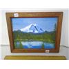 Image 1 : 1990 Original Oil Painting "Mount Shasta" Mahogany Frame