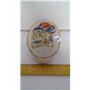 Image 1 : 1980 Mexico Painted Pig Skin - Mayan Glyph Lidded Container - 7" Length