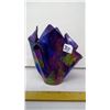 Image 1 : Handblown Thin Iridescent Raku Dragon Skin - Stained Glass Vase - 7" Height