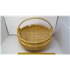 Image 2 : Superfine 17" Diameter Basket Wooden Carved Spars Big Join Eyes at Handle