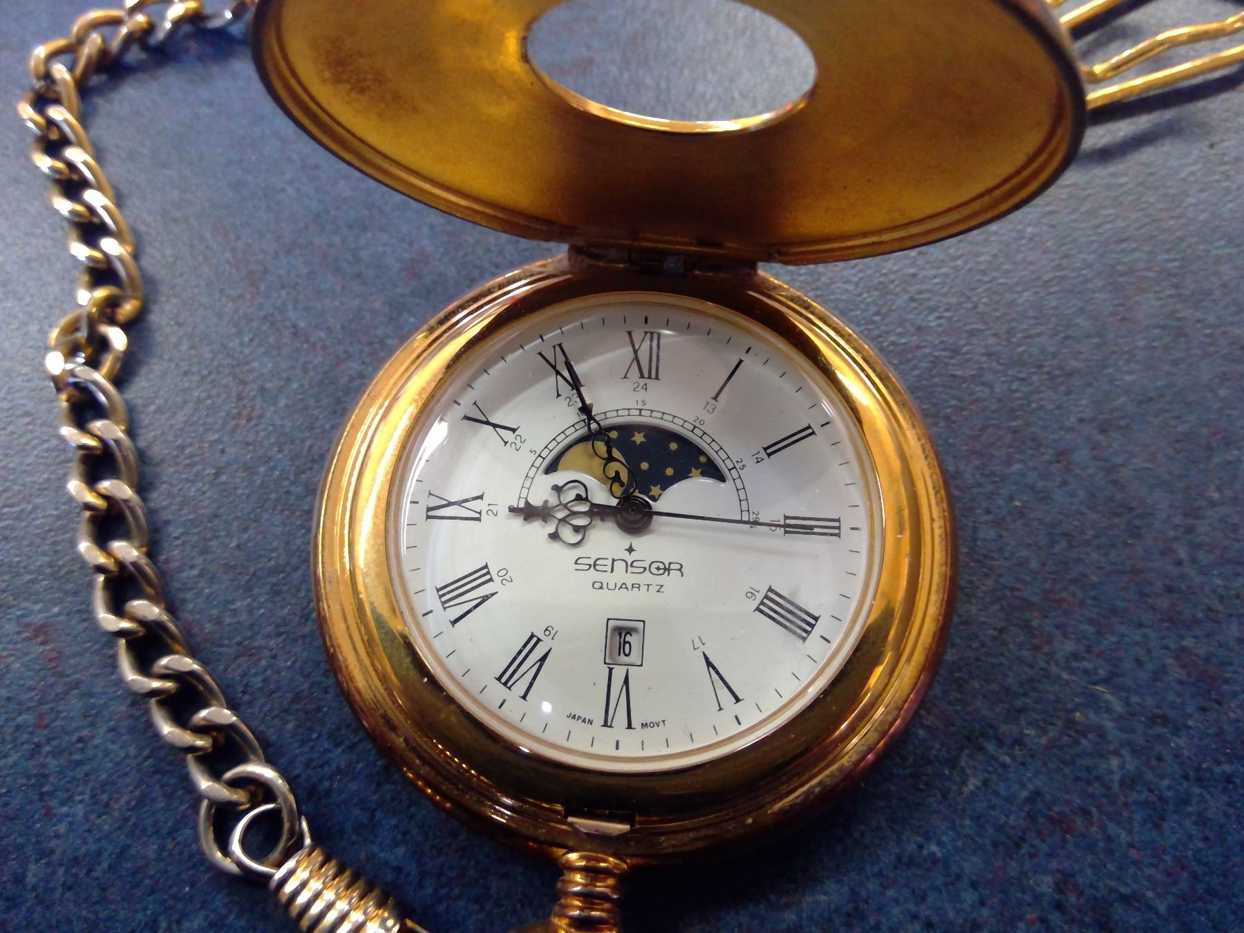 Vintage Styled Pocket Watch w/ Chain and Calendar Date Schmalz Auctions