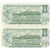 Image 2 : Two 1973 Canadian 1 Dollar Bills