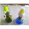 Image 2 : Lot of 2 Coloured Glass Kerosene Mini Lamps
