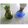 Image 5 : Lot of 2 Coloured Glass Kerosene Mini Lamps