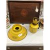 Image 2 : Lot of Kitchen Collectibles - Wood Tray, Art Deco Lamp (No Chimney) - dect, 5 Tins