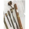 Image 2 : Lot of Vintage Wood Working Tools - Level, Scribe, Files, Brass Ruler