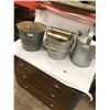 Image 1 : 3 Galvanized Pails - Mop, Water Can, Bucket
