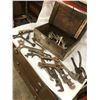 Image 1 : Wooden Toolbox c/w Ove 30 Pieces of Tools from a Blacksmith Shop