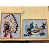 Image 1 : Framed Knitting Art - Ducks/Indigenous Man