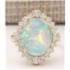 Image 1 : 6.53 CTW Natural Opal And Diamond Ring In 18K Yellow Gold