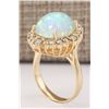 Image 3 : 6.53 CTW Natural Opal And Diamond Ring In 18K Yellow Gold