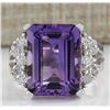 Image 1 : 7.53 CTW Natural Amethyst And Diamond Ring In 14K White Gold