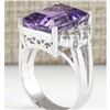 Image 3 : 7.53 CTW Natural Amethyst And Diamond Ring In 14K White Gold