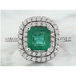 2.45 CTW Emerald 18K White Gold Diamond Ring