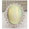 Image 1 : 7.64 CTW Natural Opal And Diamond Ring In 18K Rose Gold