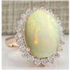 Image 2 : 7.64 CTW Natural Opal And Diamond Ring In 18K Rose Gold