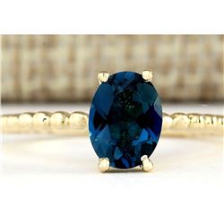 1.39 CTW Natural London Blue Topaz Ring In 18K Yellow Gold