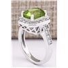 Image 3 : 3.67 CTW Natural Peridot And Diamond Ring In 14k White Gold