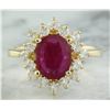 Image 1 : 3.08 CTW Ruby 18K Yellow Gold Diamond Ring