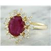 Image 2 : 3.08 CTW Ruby 18K Yellow Gold Diamond Ring