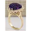 Image 3 : 12.65 CTW Natural Amethyst And Diamond Ring In 14k Solid Yellow Gold