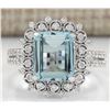 Image 1 : 4.15 CTW Natural Aquamarine And Diamond Ring In 14K White Gold