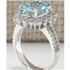 Image 3 : 4.15 CTW Natural Aquamarine And Diamond Ring In 14K White Gold