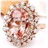Image 2 : 8.15 CTW Natural Morganite 14K Solid Rose Gold Diamond Ring