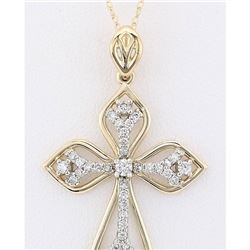 0.70 CTW Natural Diamond Pendant In 14k Solid Yellow Gold