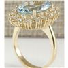 Image 3 : 7.11 CTW Natural Aquamarine And Diamond Ring In 14K Solid Yellow Gold