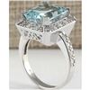 Image 3 : 5.83 CTW Natural Blue Aquamarine Diamond Ring 18K Solid White Gold