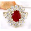 Image 1 : 3.02 CTW Natural Ruby 14K Solid Yellow Gold Diamond Ring