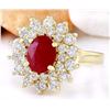 Image 2 : 3.02 CTW Natural Ruby 14K Solid Yellow Gold Diamond Ring