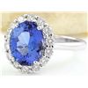 Image 2 : 4.80 CTW Natural Tanzanite 14K Solid White Gold Diamond Ring