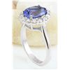 Image 4 : 4.80 CTW Natural Tanzanite 14K Solid White Gold Diamond Ring