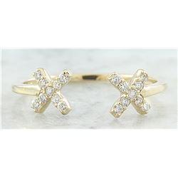 0.10 CTW Diamond 18K Yellow Gold Double X Open Front Ring