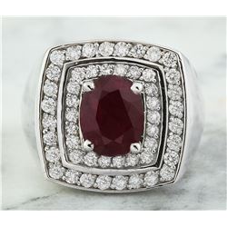 4.30 CTW Ruby 18K White Gold Diamond Ring