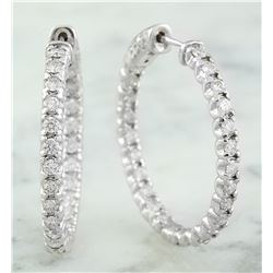 1.40 CTW 18K White Gold Diamond Hoop Earrings