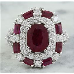 6.10 CTW Ruby 18K White Gold Diamond Ring