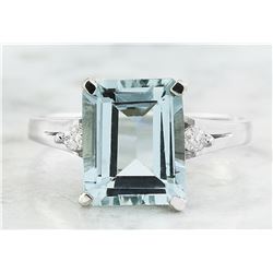 2.26 CTW Aquamarine 18K White Gold Diamond Ring
