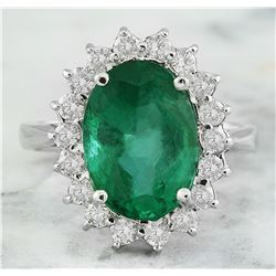 6.55 CTW Emerald 18K White Gold Diamond Ring