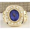 Image 1 : 5.52 CTW Natural Mens Blue Tanzanite And Diamond Ring 14k Yellow Gold
